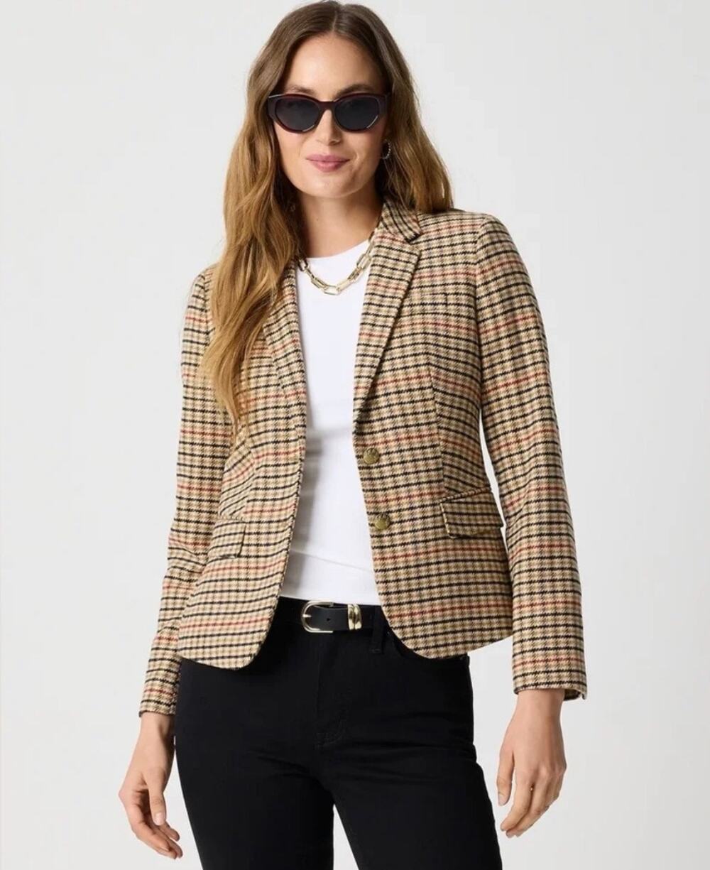 J. Crew Plus Herringbone Wool-Blend Schoolboy Blazer Size 20